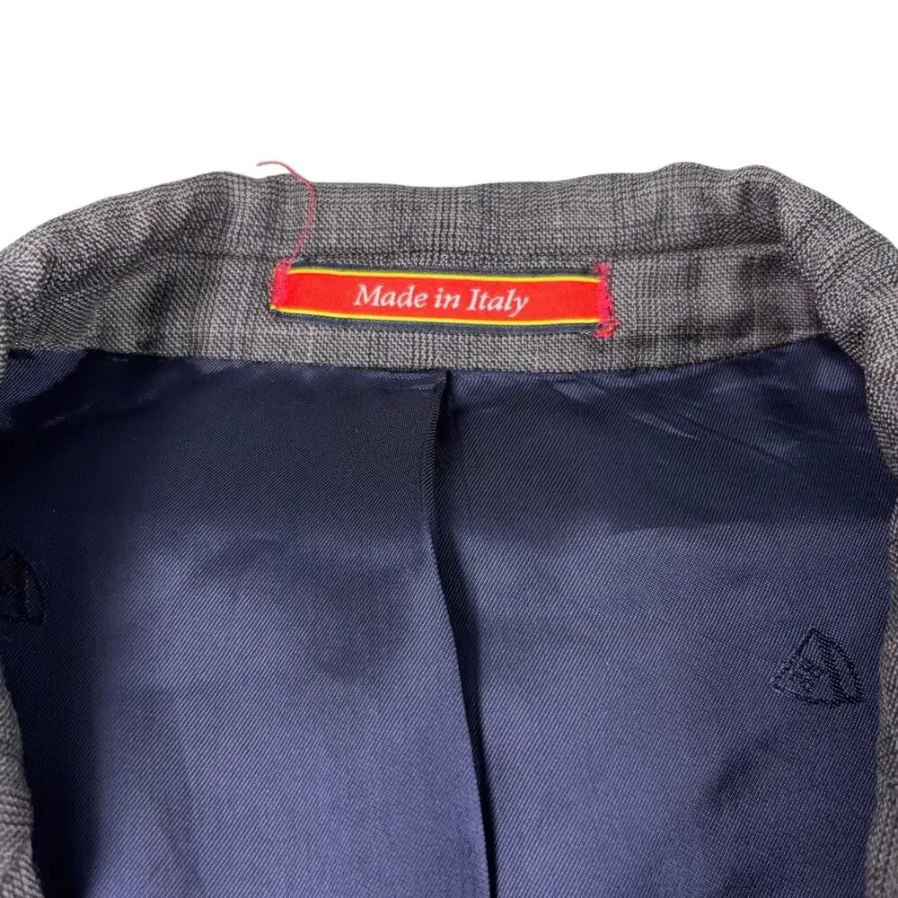 Daniel Cremieux Loro Piana Wool Blazer Men 50R Gray Glen Plaid Sport Jacket Coat